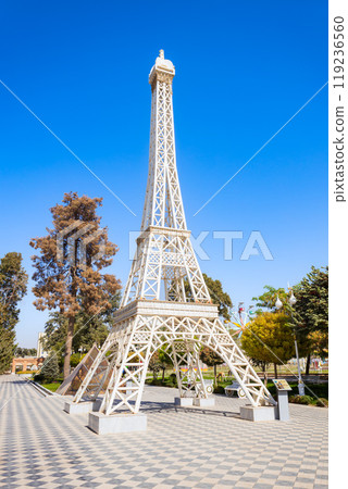 Eiffel Tower in miniature at Central Park in Kulob, Tajikistan 119236560