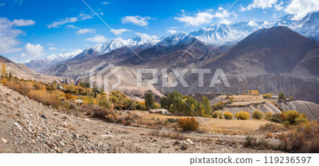 Ratm Fortress ruins near Langar village in Tajikistan 119236597