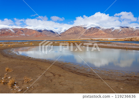 Shorkul lake and Pamir mountains near Murghab town, Tajikistan Shorkul lake and Pamir mountains near Murghab town, Tajikistan 119236636