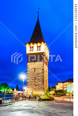 Mangturm in Lindau old town in Bavaria, Germany Mangturm in Lindau old town in Bavaria, Germany 119236644