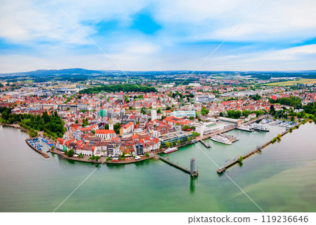 Friedrichshafen aerial panoramic view in Bavaria, Germany 119236646