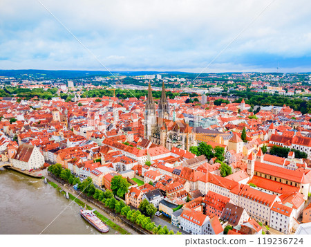 Regensburg city aerial panoramic view, Germany Regensburg city aerial panoramic view, Germany 119236724