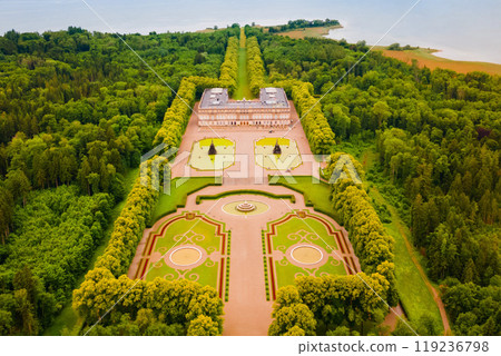 Herrenchiemsee Palace aerial panoramic view, Bavaria 119236798