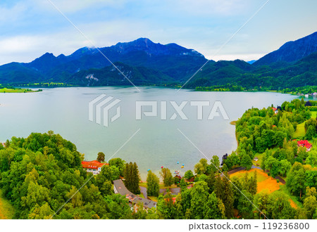Kochelsee Lake aerial panoramic view, Germany 119236800