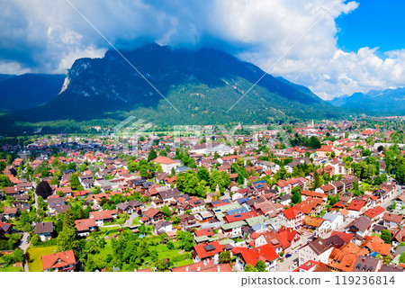 Garmisch-partenkirchen town aerial panoramic view, Germany 119236814