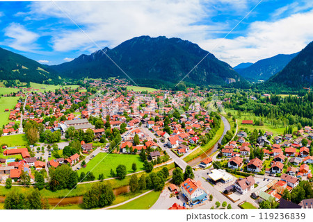 Oberammergau aerial panoramic view in Bavaria, Germany 119236839