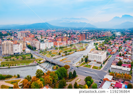 Vladikavkaz city aerial panoramic view 119236864