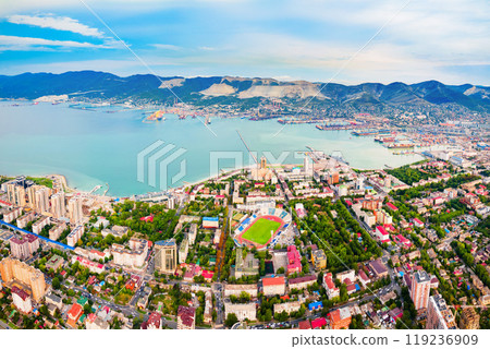 Novorossiysk city aerial panoramic view 119236909