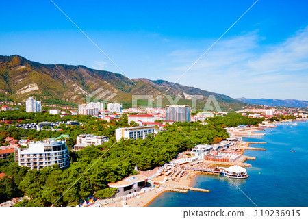 Gelendzhik city beach aerial view, Russia 119236915