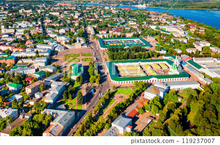 Kostroma city, Volga river aerial view Kostroma city, Volga river aerial view 119237007