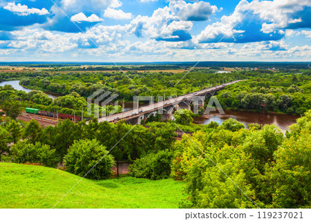 Klyazma river bridge aerial view, Vladimir 119237021