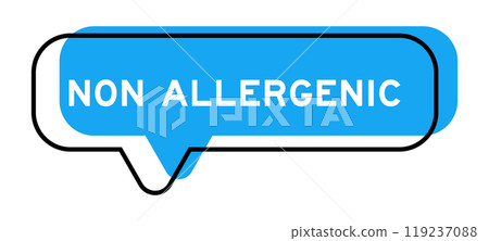 Speech banner and blue shade with word non allergenic on white background 119237088