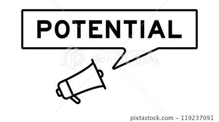 Megaphone icon with speech bubble in word potential on white background 119237091