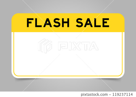 Label banner that have yellow headline with word flash sale and white copy space, on gray background Label banner that have yellow headline with word flash sale and white copy space, on gray background 119237114