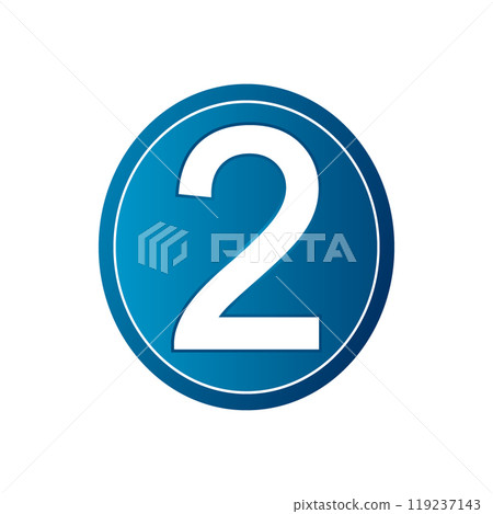Button with number two. Button with number two. 119237143
