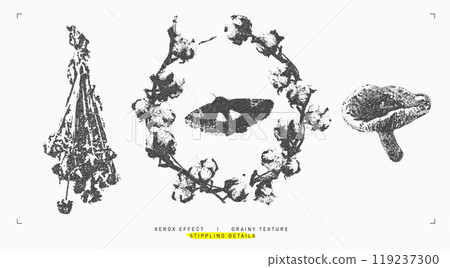 Halloween vector illustration collection. Trendy stippling photocopy effect 119237300