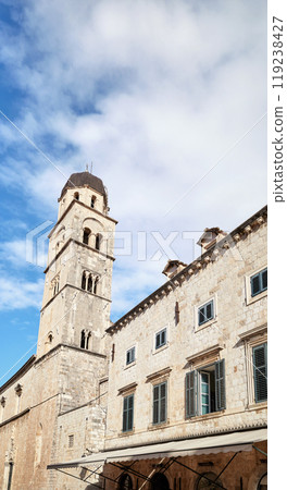 Franciscan Church tower in the old town of Dubrovnik, Croatia. Franciscan Church tower in the old town of Dubrovnik, Croatia. 119238427
