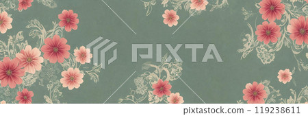 An intricate vintage floral background filled with delicate blooms and foliage. 119238611