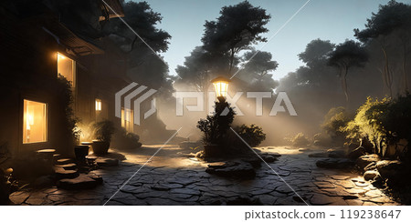 Play of Light and Shadow. Contrast between the brightly lit areas and the darker 119238647