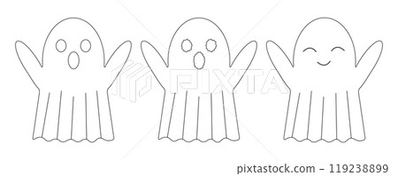 Cute Ghosts Halloween Coloring Page 119238899