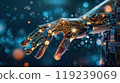 Hand holding arm circle round element technology robot futurist cyborg  119239069