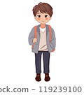 Cute school little cartoon boy with school backpack vector illustration 119239100