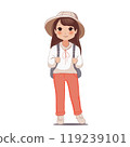 Cute school little cartoon girl with school backpack vector illustration 119239101
