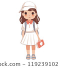 Cute school little cartoon girl with school backpack 119239102