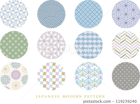Set of blue modern Japanese patterns_2 119239240