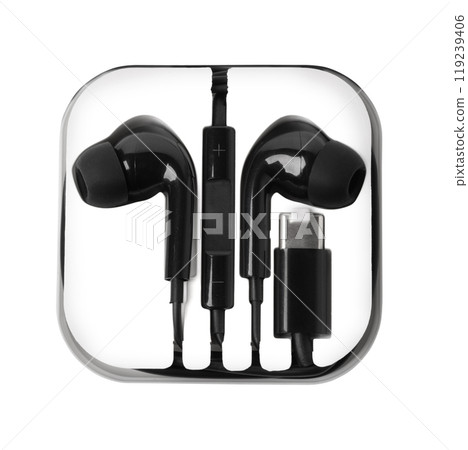 wired headphones in a package 119239406