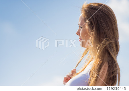 Long hair girl portrait outdoor at sunny day Long hair girl portrait outdoor at sunny day 119239443