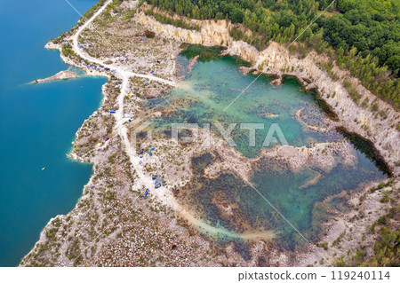 Drone view over Druzhbivsky career, Ukraine. 119240114