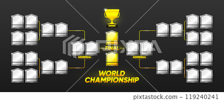 Tournament Bracket blank. World Championship. Sport game tournament championship contest. Board chart with champion trophy prize. Vector illustration. Tournament Bracket blank. World Championship. Sport game tournament championship contest. Board chart with champion trophy prize. Vector illustration. 119240241