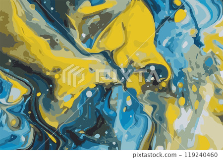 Yellow blue marble abstract vector background. Marble wallpaper design with natural, luxurious swirls. 119240460