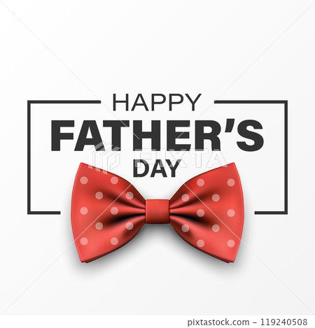 Vector Bow Tie for Father s Day Design. 3d Realistic Silk Red Bow Tie. Glossy Bowtie, Tie Gentleman. Father s Day Holiday Concept. Design Template for Greeting Card, Invitation, Poster 119240508