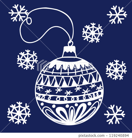 A beautifully crafted ornament hangs from a delicate string, surrounded by intricate snowflakes, capturing the essence of winter celebrations. A beautifully crafted ornament hangs from a delicate string, surrounded by intricate snowflakes, capturing the essence of winter celebrations. 119240894