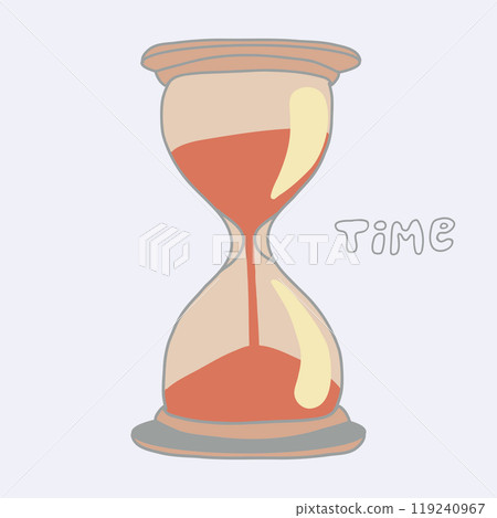 This artwork features a colorful hourglass with smooth curves, filled with sand, encapsulating the concept of time passing in a creative and engaging manner. This artwork features a colorful hourglass with smooth curves, filled with sand, encapsulating the concept of time passing in a creative and engaging manner. 119240967