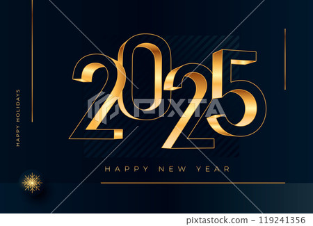 New Year 2025 design with bold, gold typography New Year 2025 design with bold, gold typography 119241356