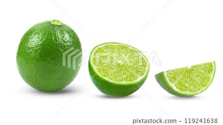 Fresh lime isolated on white blackground 119241638