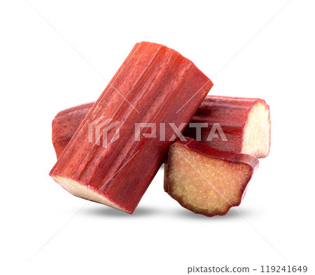 Rhubarb stalks on a white background Rhubarb stalks on a white background 119241649