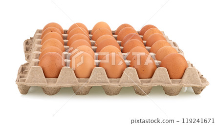 Fresh eggs from the farm on white background Fresh eggs from the farm on white background 119241671