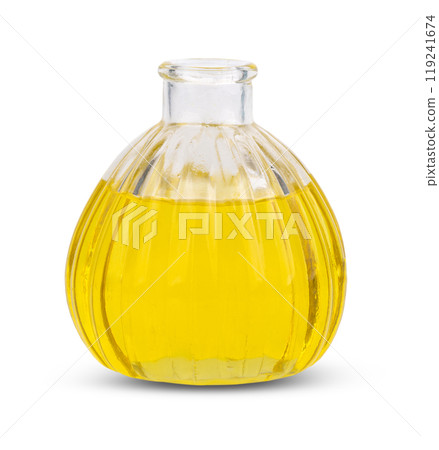 Vegetable oil with olive oil  for cooking isolated on white background 119241674