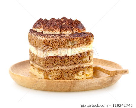 tiramisu cake on the white background 119241745
