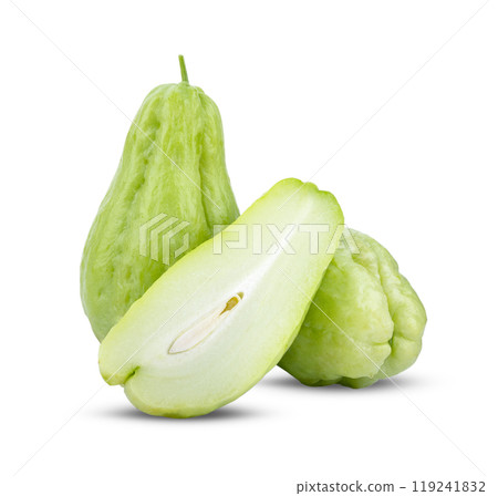 fresh chayote on white background fresh chayote on white background 119241832