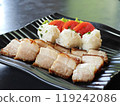 Grilled pork with noodle or Banh hoi (Vietnamese food) 119242086