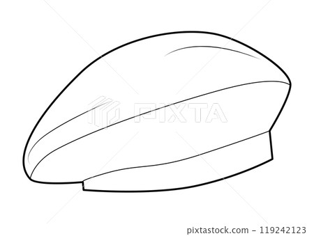 Structured Beret Hat. Winter Head Fashion accessory cap clothing technical illustration. Vector headgear for Men, women 119242123