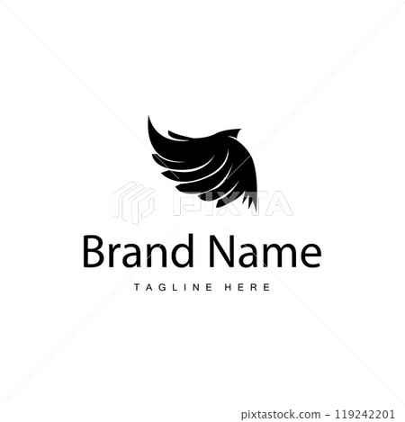 Wing Logo Design, Vector Eagle Falcon Wings, Beauty Flying Bird, Illustration Symbol 119242201