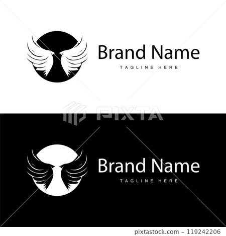 Wing Logo Design, Vector Eagle Falcon Wings, Beauty Flying Bird, Illustration Symbol 119242206