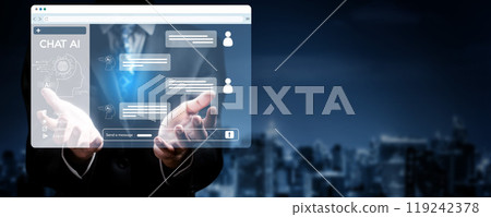 Human interact with AI artificial intelligence virtual assistant EIDE Human interact with AI artificial intelligence virtual assistant EIDE 119242378