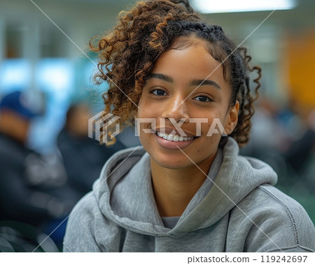A person with a disability participating in a training session. A person with a disability participating in a training session. 119242697